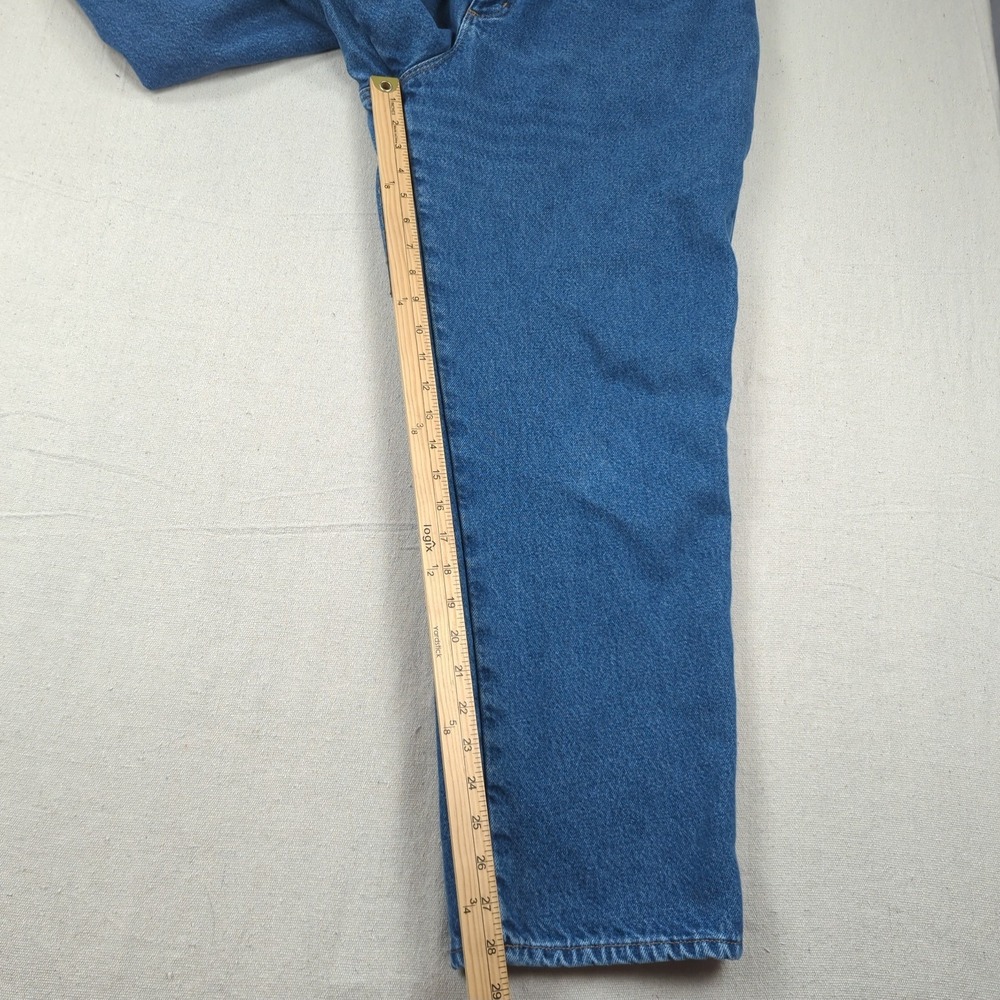 LL Bean Jeans Womens 18 Blue Flannel Lined Denim High Rise Mom - Picture 5 of 16